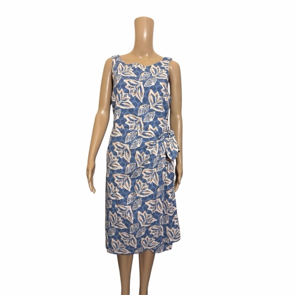 Patagonia Pataloha Hawaiian blue Leaf Print Midi Dress size 10 - Picture 3 of 7